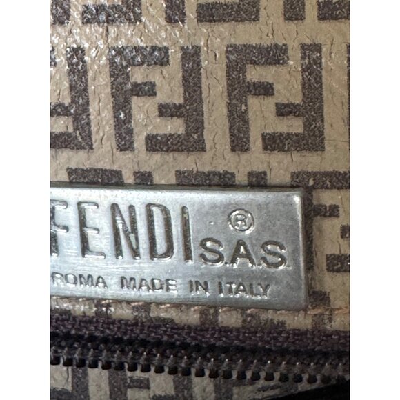 Fendi Roma Zucca Monogram Crossbody Bag Vintage Brown Leather & Canvas Italy - Picture 7 of 11